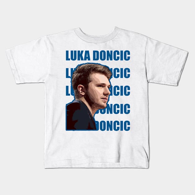 Luka Doncic Vector Art Kids T-Shirt by Playful Creatives